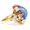 HUGE 55 Carat Blue Star Sapphire Diamond Custom Ring 18K Tri-Color Gold