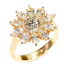 GIA Round Diamond Flower Ring with Accents 18K Yellow Gold 2.32ctw