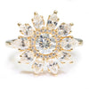 GIA Round Diamond Flower Ring with Accents 18K Yellow Gold 2.32ctw