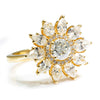 GIA Round Diamond Flower Ring with Accents 18K Yellow Gold 2.32ctw