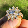 GIA Round Diamond Flower Ring with Accents 18K Yellow Gold 2.32ctw