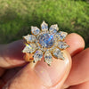 GIA Round Diamond Flower Ring with Accents 18K Yellow Gold 2.32ctw