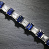 Sapphire Tennis Bracelet with Baguette Diamonds in Platinum 12.60ctw