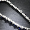 Sapphire Tennis Bracelet with Baguette Diamonds in Platinum 12.60ctw