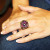 Vintage Flower Blossom Diamond Ring with Rubies 14K Gold