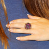 Vintage Flower Blossom Diamond Ring with Rubies 14K Gold