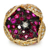 Vintage Flower Blossom Diamond Ring with Rubies 14K Gold