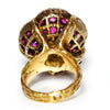 Vintage Flower Blossom Diamond Ring with Rubies 14K Gold