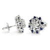 Euro Diamond Stud Earrings with Sapphires White Gold 1.30ctw