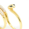 Unique Three-Finger Snake Ring with Diamonds 18K Gold Size 7