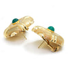 Yellow Gold Etruscan Style Green Chrysoprase Omega Earrings