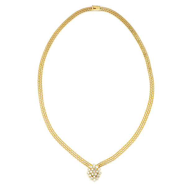 1.05ctw Diamond Cluster Pendant Necklace 14K Yellow Gold 16"