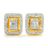 Baguette & Round Diamond Stud Earrings Yellow Gold 0.40ctw