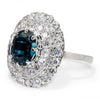 Vintage Greenish Blue Sapphire Ring with Diamonds White Gold 5.00ctw