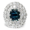 Vintage Greenish Blue Sapphire Ring with Diamonds White Gold 5.00ctw