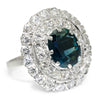 Vintage Greenish Blue Sapphire Ring with Diamonds White Gold 5.00ctw