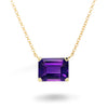 Amethyst Solitaire Drop Pendant Necklace 14K Yellow Gold