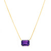 Amethyst Solitaire Drop Pendant Necklace 14K Yellow Gold