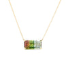 Tri-Color Tourmaline Solitaire Drop Pendant Necklace Yellow Gold