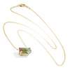 Tri-Color Tourmaline Solitaire Drop Pendant Necklace Yellow Gold