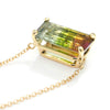 Tri-Color Tourmaline Solitaire Drop Pendant Necklace Yellow Gold