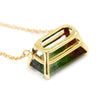 Tri-Color Tourmaline Solitaire Drop Pendant Necklace Yellow Gold