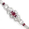 Vintage Art Deco Style Ruby Bracelet with Diamonds White Gold