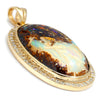 69.10ct Australian Boulder Opal Halo Pendant with Diamonds Yellow Gold