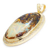 69.10ct Australian Boulder Opal Halo Pendant with Diamonds Yellow Gold