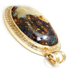 69.10ct Australian Boulder Opal Halo Pendant with Diamonds Yellow Gold