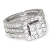 1.50ctw Quad Princess Cut Diamond Frame Bridal Set 14K White Gold