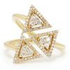 Triple Triangle Round Cluster Ring 14K Yellow Gold 0.39ctw