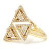 Triple Triangle Round Cluster Ring 14K Yellow Gold 0.39ctw