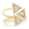 Triple Triangle Round Cluster Ring 14K Yellow Gold 0.39ctw