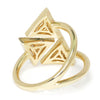 Triple Triangle Round Cluster Ring 14K Yellow Gold 0.39ctw