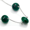 Graduated Cabochon Emerald Bead Necklace 18K White Gold 41.27ctw 24"