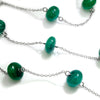 Graduated Cabochon Emerald Bead Necklace 18K White Gold 41.27ctw 24"