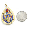 Vintage 18K Gold Dragon Teardrop Lapis Pendant Multi Jewel