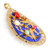 Vintage 18K Gold Dragon Teardrop Lapis Pendant Multi Jewel