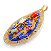 Vintage 18K Gold Dragon Teardrop Lapis Pendant Multi Jewel