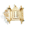 Vintage 14K Gold Menorah Torah Scroll Charm Pendant with Gems