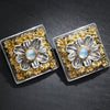 Once Upon A Diamond Earrings Sterling Silver & Yellow Gold Blue Topaz Sterling Clip-On Flower Earrings with 18K Gold