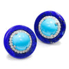 Once Upon A Diamond Earrings White Gold Turquoise Button Stud Earrings with Diamonds and Lapis White Gold