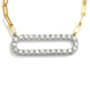 Once Upon A Diamond Pendant Necklace White & Yellow Gold Rectangular Pendant Link Necklace with Diamonds Two-Tone Gold