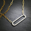 Once Upon A Diamond Pendant Necklace White & Yellow Gold Rectangular Pendant Link Necklace with Diamonds Two-Tone Gold