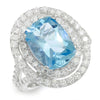 Once Upon A Diamond Rings White Gold Aquamarine Double-Halo Ring with Diamonds White Gold