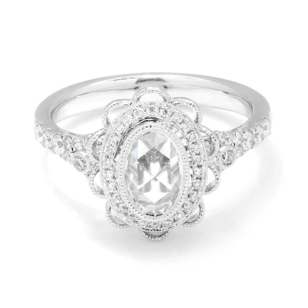 18k Rose Gold Filigree Diamond Engagement Ring