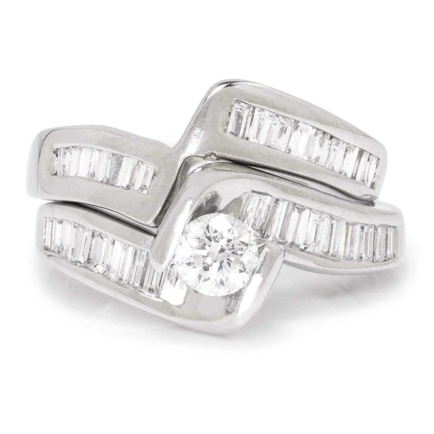 Sample Sale Ready to ship-White Sapphire Channel Tension set Engagement Ring,  Solitaire, Thick band, 1ct, 6mm, Silver Rhodium