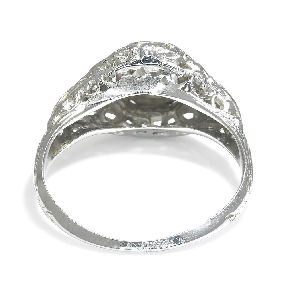 Vintage Old European Cut Diamond Ring 18K White Gold .45ctw - Once Upon ...