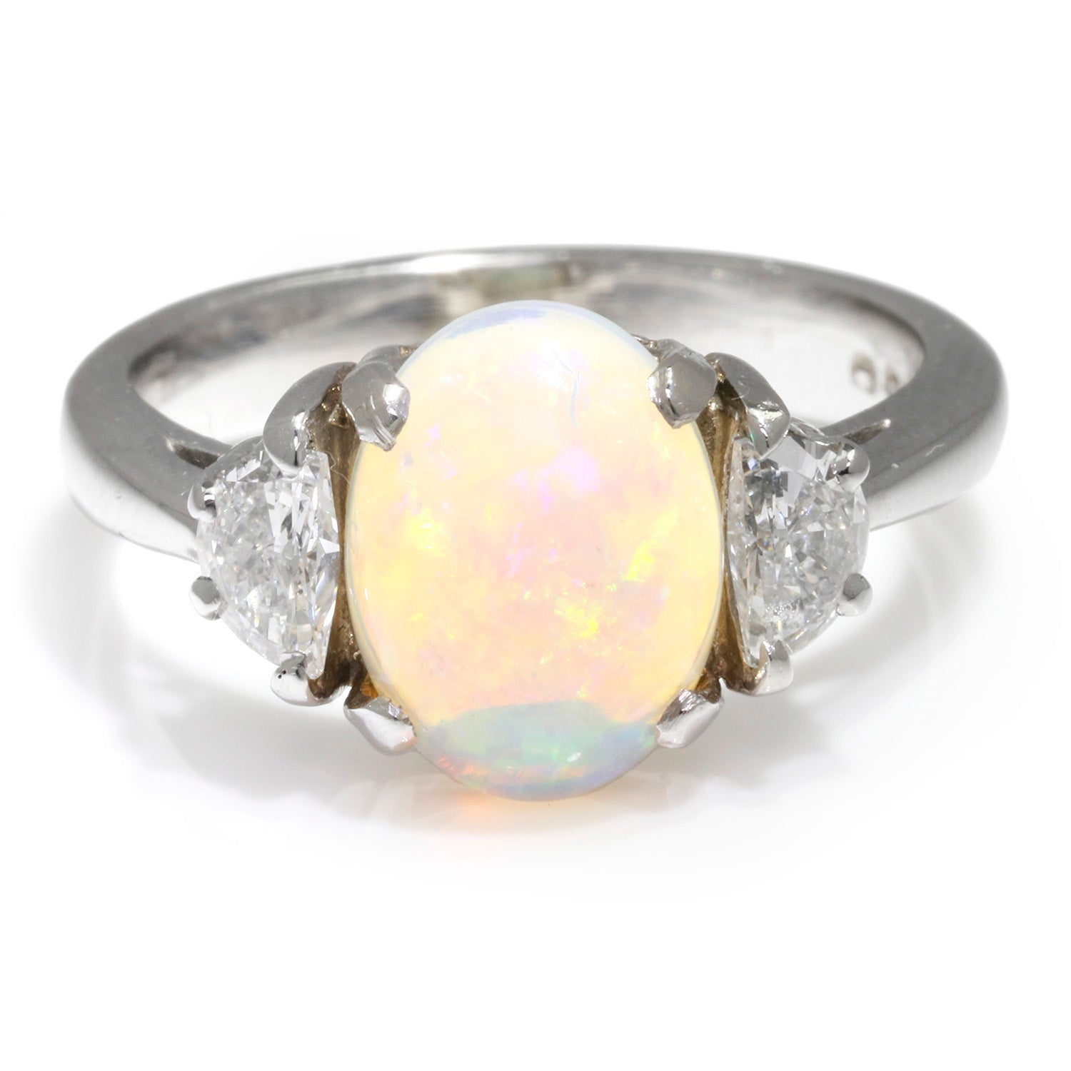 White fire opal promise ring, floral engagement ring / Fiorella | Eden  Garden Jewelry™